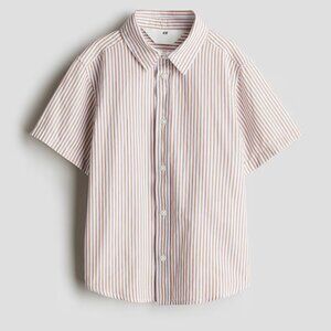 H&M Boys' Short-Sleeve Button Up Striped Oxford | US Size 16 (XL Kids Size)